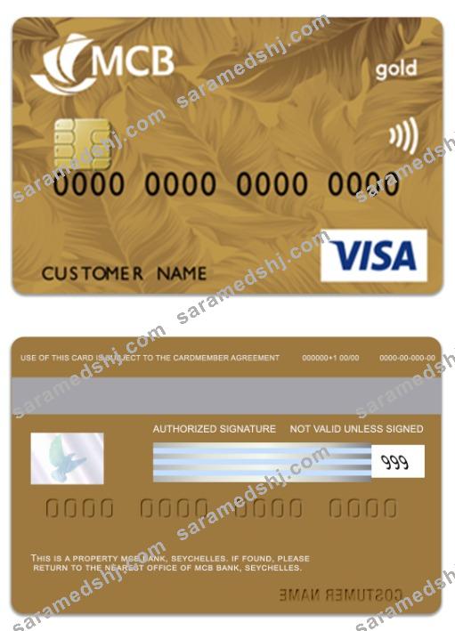 Seychelles MCB Bank visa credit gold card